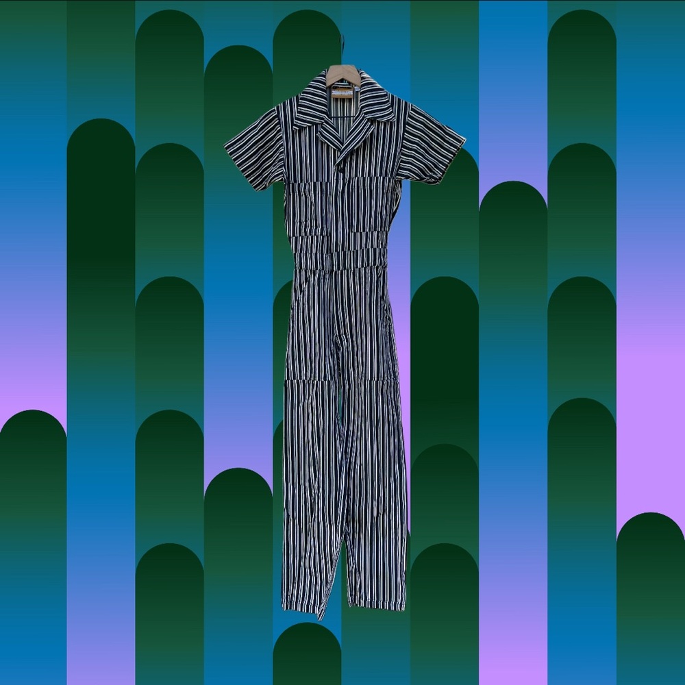 Big Bud Press Frontier Black Stripe Short Sleeve Jumpsuit Size XXS